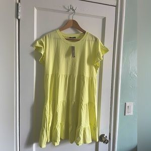 Jcrew yellow tiered shift dress